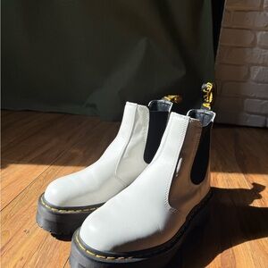 Dr. Martens White Ankle Platform Boots